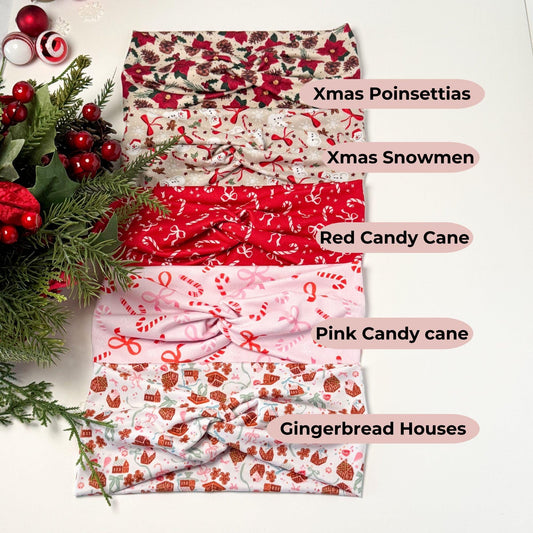 Christmas Twist Headband: Festive Holiday Print, Nurse Headband