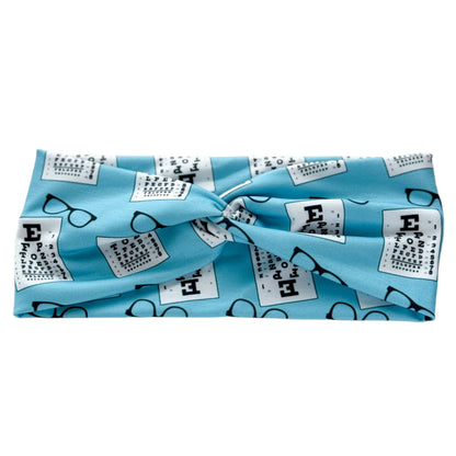 Blue Eye Chart Twist Headband – Optometry & Eye Care Hair Accessory for Professionals Headband Studio