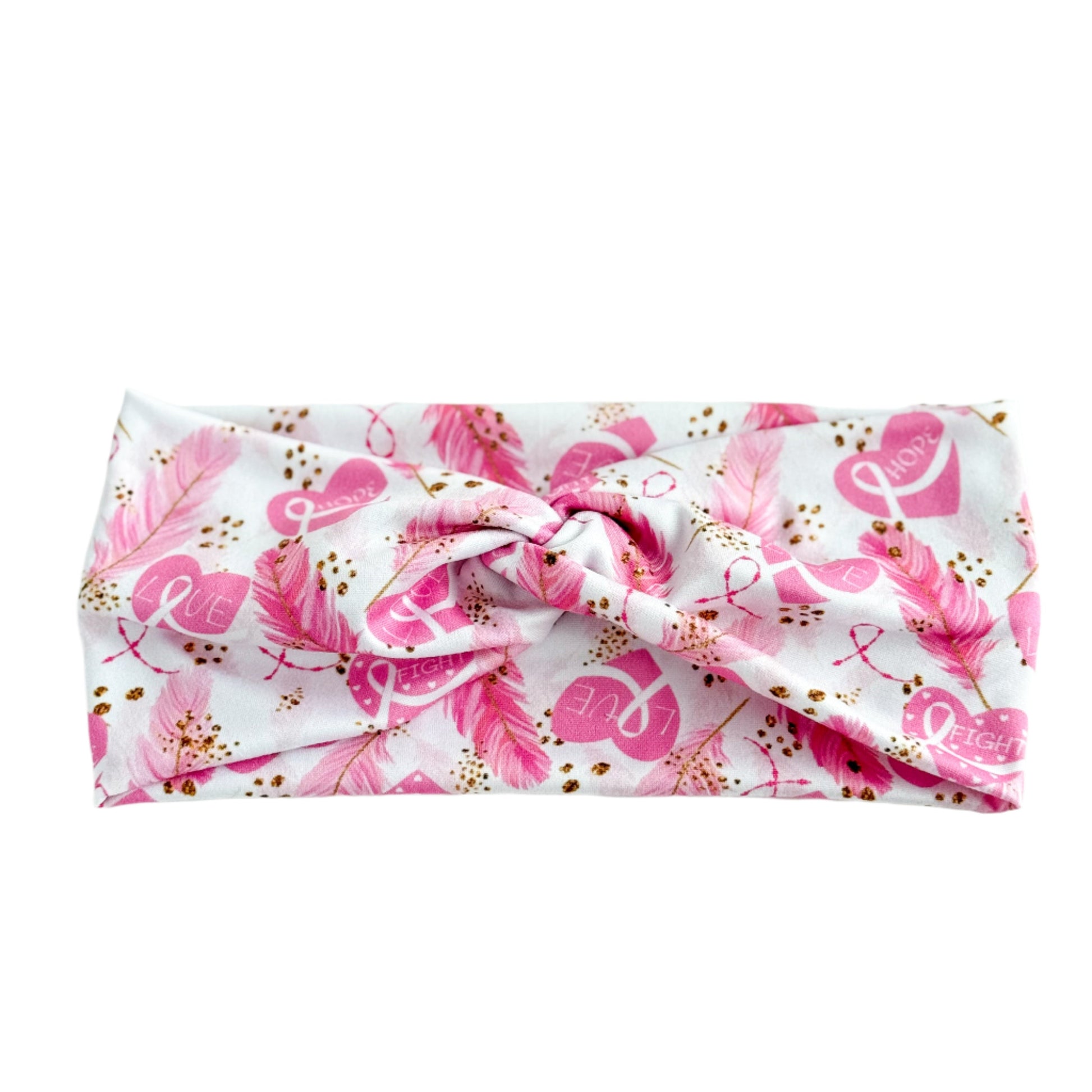 Hope & Fight Pink Ribbon Headband – Breast Cancer Awareness Twist Hair Accessory Headband Studio