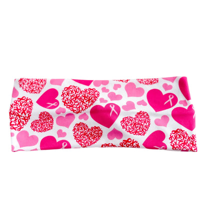 Pink Heart Ribbon Twist Headband – Breast Cancer Awareness Hair Accessory Headband Studio