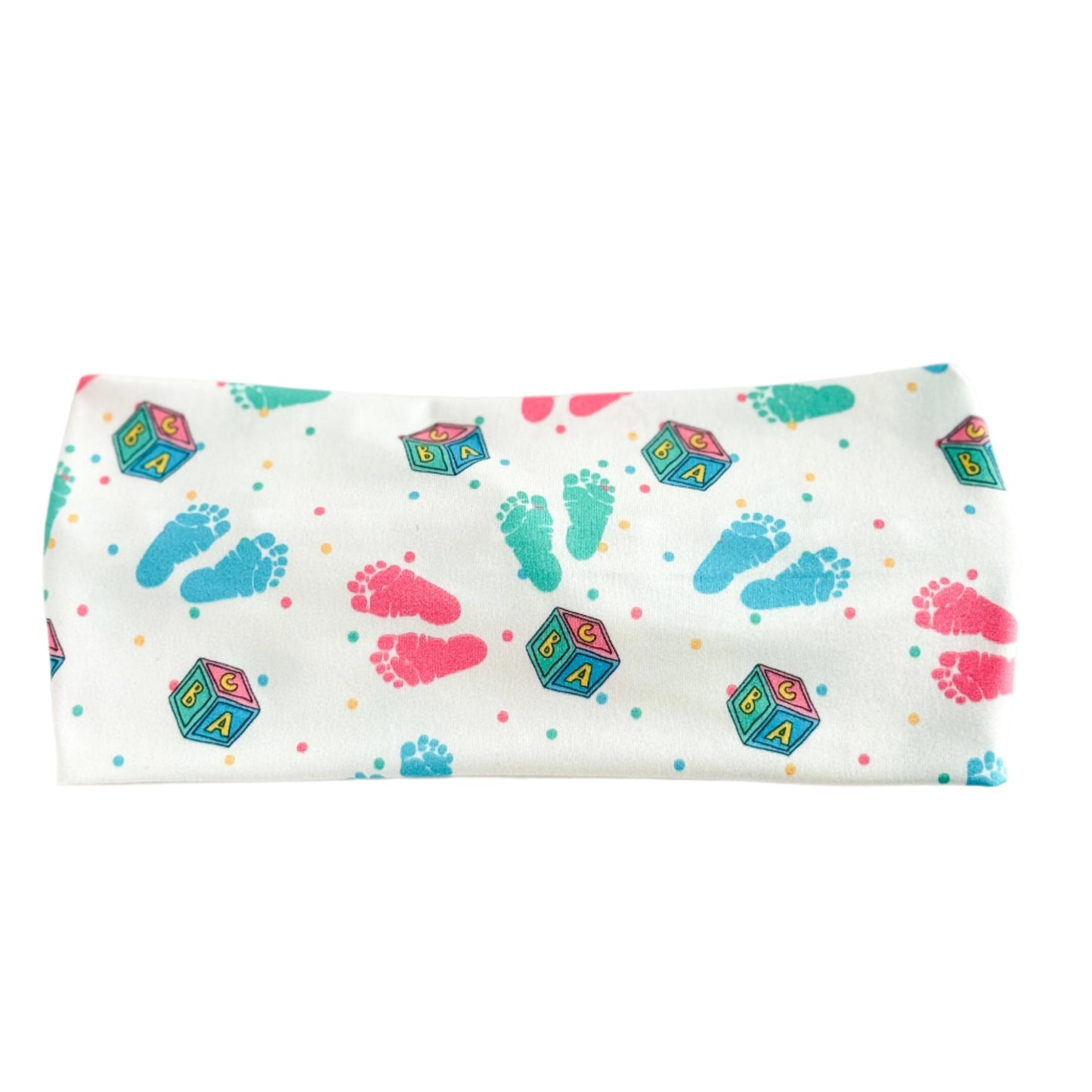 Pink & Blue Baby Feet Twist Headband – L&D Nurse & Baby Shower Hair Accessory Headband Studio