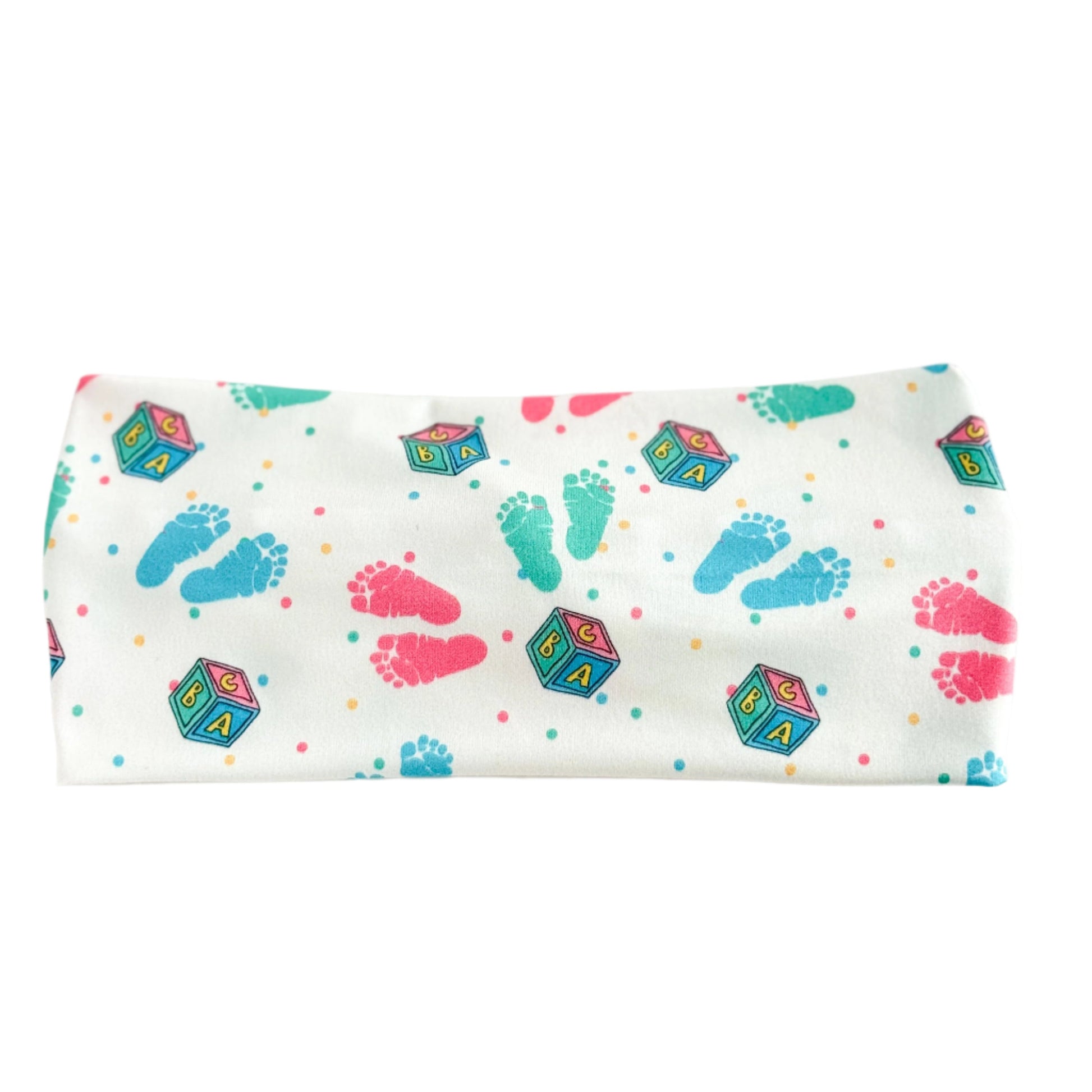 Pink & Blue Baby Feet Twist Headband – L&D Nurse & Baby Shower Hair Accessory Headband Studio
