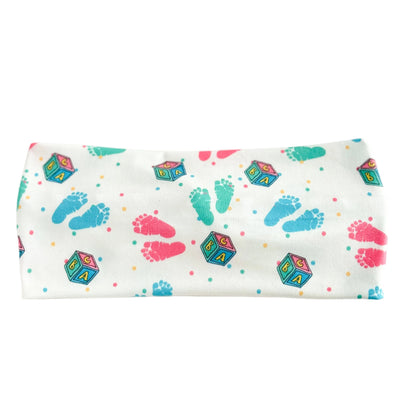Pink & Blue Baby Feet Twist Headband – L&D Nurse & Baby Shower Hair Accessory Headband Studio